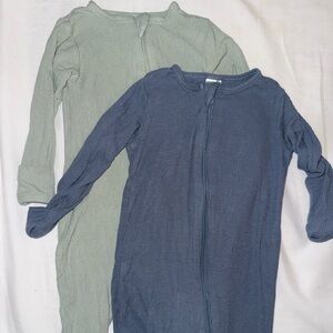 Kids Long Sleeve Ribbed Tops - Blue and Green